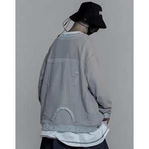 FOXA Japanese Streetwear Sweatshirt <b>Men</b> Oversized Embroidered Knitted <b>Pullover</b> - Product Image 2