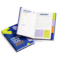 Agenda personnalisé 2027 avec couverture rigide, planificateur hebdomadaire et journalier, impression d'agendas et de journaux