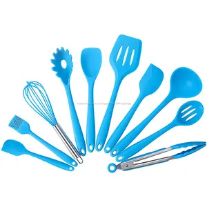 10 pcs resistente al calor cocina alimentos utensilios de cocina de silicona utensilio para cocinar hornear