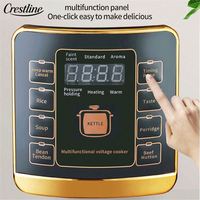 Olla a Presión Multifuncional de Acero Inoxidable, Electrodoméstico Inteligente para el Hogar, Olla a Presión Eléctrica de 6L con Freidora de Aire y Arrocera