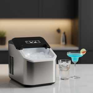 Machine à glaçons de comptoir en acier inoxydable 26 lb/24h, autonettoyante, commande tactile, affichage numérique, pour usage domestique et bar - Product Image 2