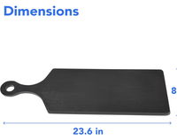 Planche à découper en bambou extra longue personnalisée avec poignée, planche à charcuterie et à fromage, durable, épaisseur 2,0 cm, design noir, certifiée BSCI