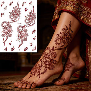 Tatuajes Temporales Impermeables para <span class=keywords><strong>Mujer</strong></span>, Pegatinas de Tatuajes de Henna, Diseño de Tatuajes Falsos para Mano, <span class=keywords><strong>Pierna</strong></span>, Brazo, Arte Corporal, Tatuaje de Henna - Product Image 3