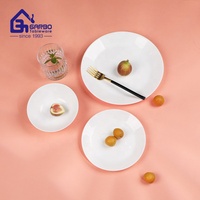 Assiette ronde blanche de 6/7 pouces pour service de table, assiette tournante, bol en verre opale blanc, vaisselle opale, emballage supermarché, vaisselle opale, produit très demandé