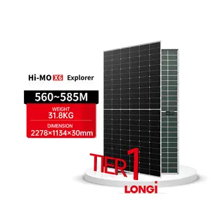 Longi Hi Mo x6 LR5-72HTD 560-585M tipo N Módulo Solar Bifacial LONGi 580W Módulo Solar de Potência para Sistema de Energia