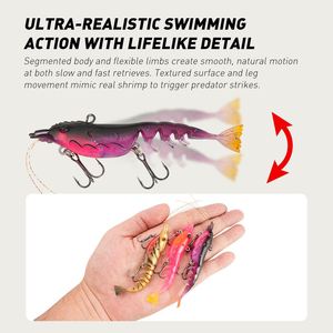Señuelo de camarón multiseción al por mayor, 9.5cm/11g, de plástico blando hundible con cabeza de jig para pesca de lubina y lucio en agua salada - Product Image 2