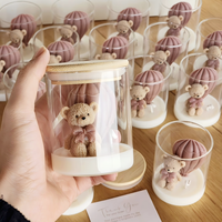 Bougies personnalisées en forme d'ours en peluche pour baby shower, faites à la main en cire de soja, bougies parfumées mignonnes en forme d'ours avec personnalisation pour cadeaux bébé garçon fille