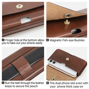 ซองหนังแท้คุณภาพสูงที่กำหนดเองสำหรับใส่โทรศัพท์แบบหนังแท้แนวนอนซองใส่โทรศัพท์ใส่สมาร์ทโฟนขนาดใหญ่สำหรับไอโฟนขนาด6.9นิ้ว - Product Image 5