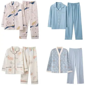 Çift eşleşen pijama bahar sonbahar sevgililer pijama uzun kollu elastik pantolon çiftler kızlar eş pijama XL