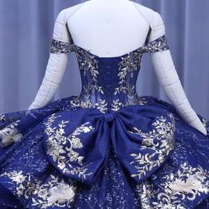Moderne Koningsblauwe Quinceanera Baljurk Off-Shoulder Pailletten Korset Met Gezwollen Mouwen Vloerlange Galajurk Natuurlijke Taille - Product Image 3