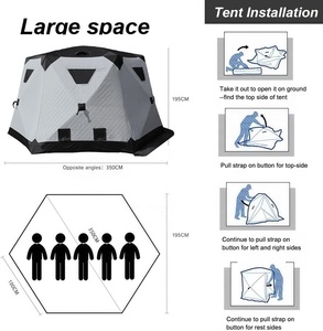 6-8 Person Ice Fishing Pop-Up Hexagon Shanty <strong>Tent</strong> One Bedroom 210D Oxford Cloth Triple-Layer Rainproof Snowproof Quick Setup - Product Image 4