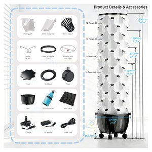 Tour de culture <span class=keywords><strong>a</strong></span>éroponique, tour hydroponique multi-niveaux, 48-112 trous de plantation, pour une utilisation en intérieur <span class=keywords><strong>et</strong></span> en extérieur, kit de système de culture - Product Image 6