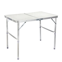 Table de pique-nique pliante robuste et légère en aluminium, rectangulaire, pour le camping en plein air, mobilier d'extérieur portable