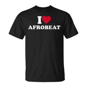 T-shirt I Love Afrobeat in cotone nero, girocollo unisex, manica corta, abbigliamento per appassionati di musica - Product Image 1