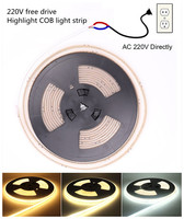 Bande LED Cri97 Nouveau 2025 Ac 220v 5m Ip65 Étanche Blanc 6500k 100 Mètres Silicone Cover Cob Led Strips