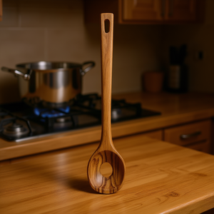 Cuchara de cocina Olivo Line, de madera de olivo, mango largo con orificio para colgar, utensilio de cocina - Product Image 3