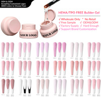 Gel dur Hema TPO Free pour extension d'ongles UV, auto-nivelant, faible chaleur, rose nude pailleté, OEM, logo personnalisé, fournisseur d'usine