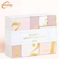 Boîte de calendrier de l'avent de mariage de luxe personnalisé pour mariage douche enterrement de vie de jeune fille vin cadeau mat plastification éponge doublure