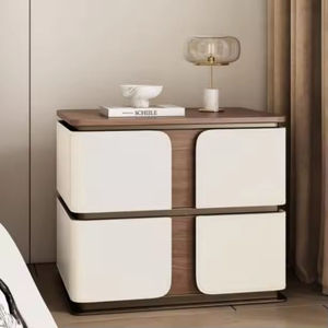 Factory Wholesale Leather Nightstands Luxury Bedroom Bed <strong>Side</strong> <strong>Storage</strong> <strong>Table</strong> 2 Drawers Assembled Night Stand Bedside <strong>Table</strong> - Product Image 6