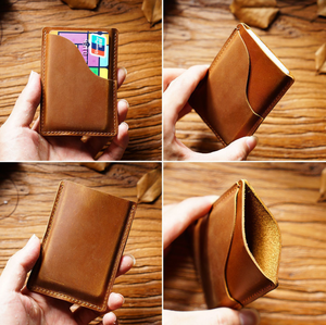 Tarjetero de Cuero Crazy Horse de Alta Calidad con Logotipo Personalizado, Cuero Vacuno Genuino de Grano Completo para Tarjetas de Crédito - Product Image 2