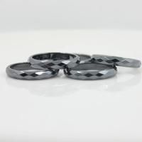 Bagues en hématite noire à facettes de 4 mm de largeur pour femmes, accessoires de bijoux, bagues tendance pour homme