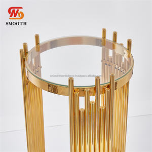 ที่ตั้งลูกบอลดอกไม้อะคริลิคสีทองแบบเรียบสำหรับทางเดินในงานแต่งงาน - Product Image 4