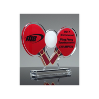 Trophée de tournoi de Tennis de Table en Lucite transparent de 3/8 pouces, 8 pouces H, prix de Ping Pong en acrylique avec Base inclinée pour Champion