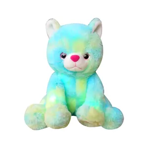 Stuffed Color Changing Luminous Cat Plush Toy Soft Animal Toys Custom 25 Cm OEM (embroidery) as Photos with LED Light RONVEXIN