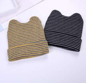 Winter Lovely Stripe Warm Ear Proters Newborn Knitting Beanie - Product Image 3