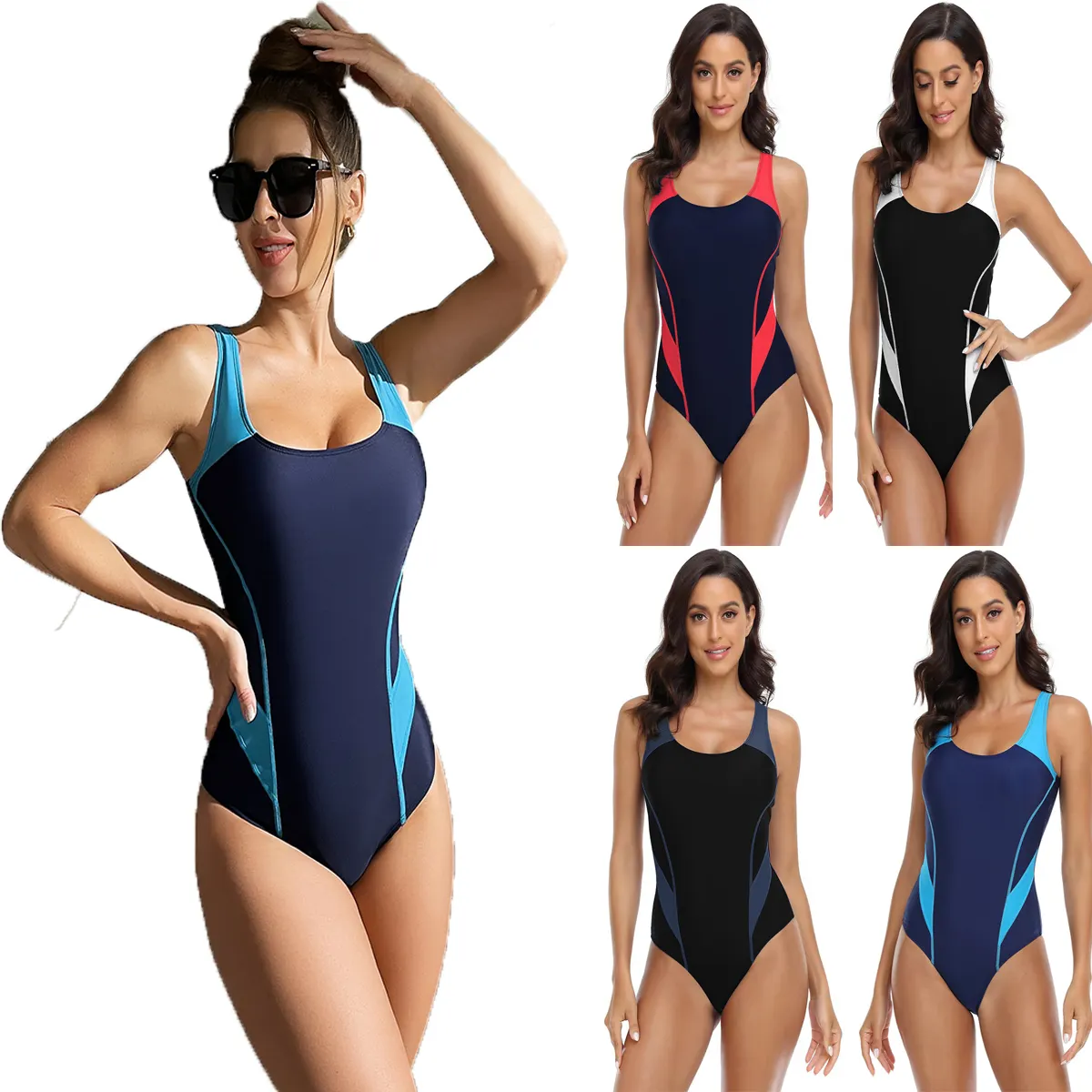 2023 Novos Europeus e Americanos Senhoras Biquíni Confortável Competitivo Swimsuit Feminino Moda Esporte Cor Triangular One-piece