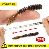 Leurres de pêche sur glace Spinpoler 47mm Ajing Worm Rock Fish Bait Soft TPR Flottant Lumineux Mini Swimbait pour Maquereau Cheval et Pêche en Rivière