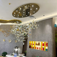 Lustre moderne en cristal en forme de branche de fleur, décoration de salon, luminaire artistique créatif unique pour plafond