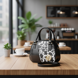 Bolso de Mano Lana Vaca con Estampado de Vaca, Asa Superior de PVC, Bolso de Moda para Adultos, Duradero - Product Image 2