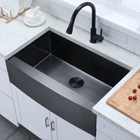 Évier de ferme noir de 30 pouces sous l'évier, calibre 18 Gunmetal tablier en acier inoxydable noir évier avant