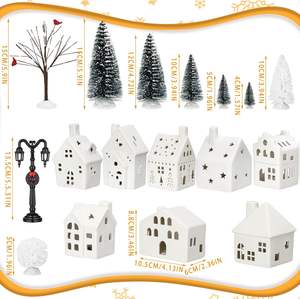Figurines de maison de Noël en céramique blanche décorative pour les fêtes de Noël, 13 cm, 14 cm, avec éclairage LED - Product Image 3