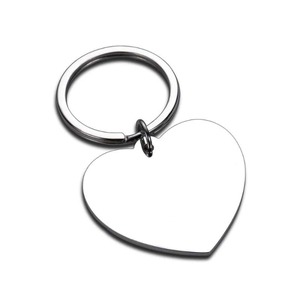 Moda personalizado Diy corazón colgante llavero joyería personalizada en blanco impresión láser grabado acero inoxidable impermeable llavero - Product Image 1