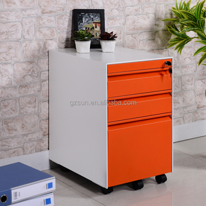 Pedestal de oficina Archivador Pequeño Gabinete móvil Almacenamiento de documentos 3 cajones Debajo del escritorio Archivo Metal Rolling Factory Direct Furniture - Product Image 5