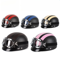 Vente directe des fabricants, casque de moto rétro en PU ABS demi-visage avec lunettes