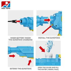 مسدس مياه كهربائي للأطفال ثنائي الوضعيات مع مزود مياه لأعلى و أسفل مسدس مياه آلي للعمل اليدوي - Product Image 2