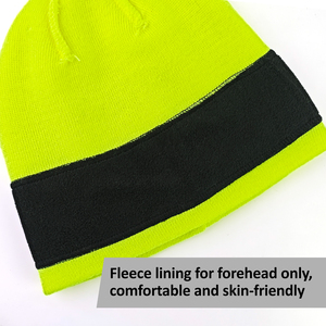 Nhà máy cung cấp tùy chỉnh mũ an toàn phản chiếu với ban nhạc lông cừu ấm áp và Vải <span class=keywords><strong>Acrylic</strong></span> đan - Product Image 3