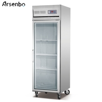 Réfrigérateur commercial Congélateur à 3 portes en acier inoxydable avec porte en verre Réfrigérateur vertical pour la cuisine