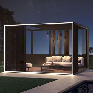 आधुनिक डिजाइन आउटडोर मोटर चालित एल्यूमीनियम पेगोलिया उद्यान फर्नीचर परगोलिया गज़ेबो छाता प्रकार कैनोपी और गज़ेबो और पेर्गोआ - Product Image 3