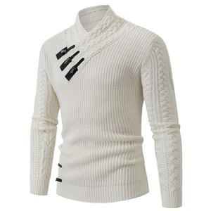 Wholesale <strong>Men's</strong> Fashion <strong>Cable</strong> <strong>Knit</strong> Sweater Heavy <strong>Chunky</strong> Thick <strong>Jumpers</strong> with Anti-Wrinkle Warm Turtleneck Pullover for Autumn - Product Image 3