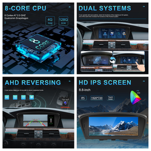Podofo 8.8 ''8 Core 4 + 128G Car Stereo Car <span class=keywords><strong>Radio</strong></span> para BMW 3/5 Série E60 2005-2008 Carplay <span class=keywords><strong>Android</strong></span> Auto WIFI & 4G GPS Bulk Fornecedor - Product Image 3