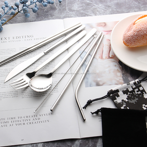 Cubiertos De Viaje Portátiles Ecológicos Reutilizables Para Acampar Con Tenedor De Cuchara y Juego De Palillos - Product Image 2
