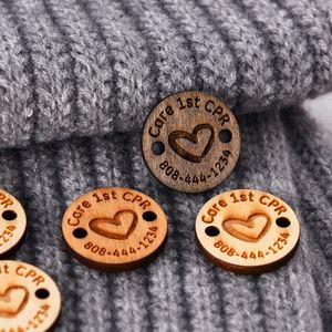 Personalized Custom Laser Engraved Circular <b>Wooden</b> Tags 25x25mm Waterproof Durable for Bags Shoes Clothing Keychain - Product Image 3