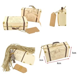 Mini valise de <span class=keywords><strong>voyage</strong></span>, boîte à bonbons, boîte à dragées en papier kraft, emballage cadeau, décoration de fête de mariage ou d'anniversaire, boîtes en papier - Product Image 2