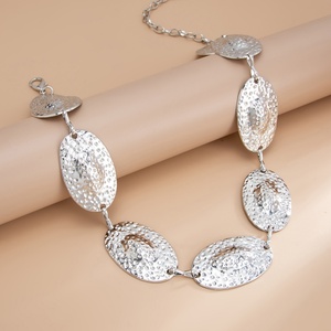 Chaîne de taille vintage géométrique elliptique en métal texturé pour femme, accessoire de corps tendance pour la rue, bijou cadeau - Product Image 6