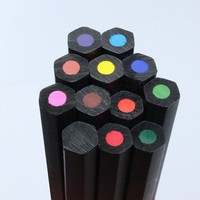Marco — crayons de couleur personnalisés, papeterie en bois noir, pour dessin, 12 pièces