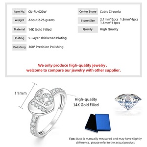 Подарок на 15-летие (Кинсеанера): Романтическое модное обручальное кольцо для женщин с прозрачным круглым цирконом 5А в форме сердца - Product Image 4